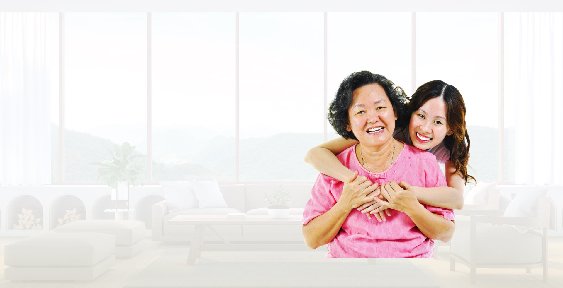 daughter hugging her mother